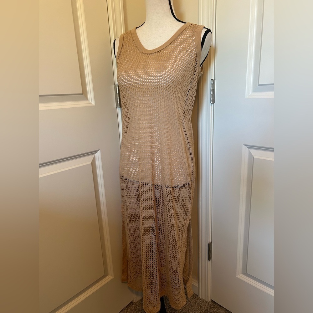 Vintage Venus swimwear tan see-through, long beach cover-up